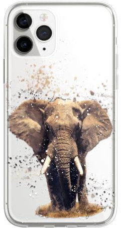 SmartGiftShop African Wildlife Animals Case Splatter Art CLEAR Phone Cover Case Exclusive Artwork for iPhone 14 Pro Max - Elephant