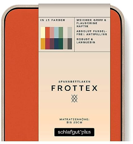 schlafgut Frottex Spannbettlaken 180x200cm bis 200x200cm – Red Mid - 75% Baumwolle, 25% Polyester, Oeko-TEX Zertifiziert - Matratzenhöhe bis 25 cm, Frottee Bettlaken
