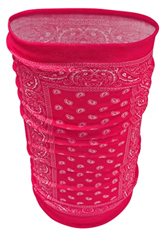Paisley Pink Scarf Tube Snood Soft Warm Winter Neck Elastic Tubular Gaiter Face Mask Seamless Multifunctional Unisex Stretchy Bandana Cover Headband for Sports Hiking Cycling Motorcycles