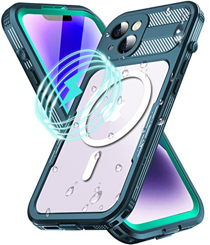 WIFORT for iPhone 14 Waterproof Case, Shockproof Dustproof Heavy Duty Cover with Build-in Screen Protector, Compatible with MagSafe, 360 Full Body Protection - 6.1”, Blue