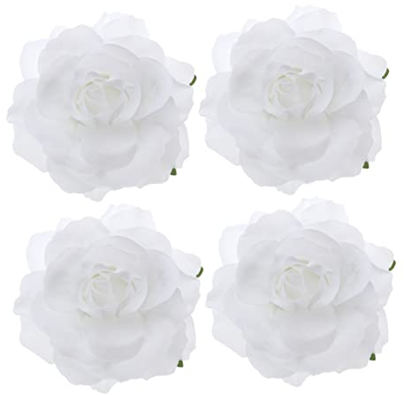 ABOOFAN 4 Stück Rosen Haarspange Blumen Haarnadel, weißes Haaraccessoire, Blumenclips für Frauen Mädchen