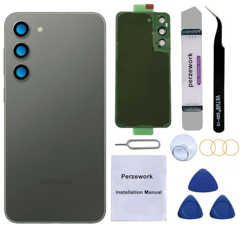 Perzework OEM Rückseite Glas Ersatz für Samsung Galaxy S23 mit Reparaturwerkzeug und Handbuch (Grün)