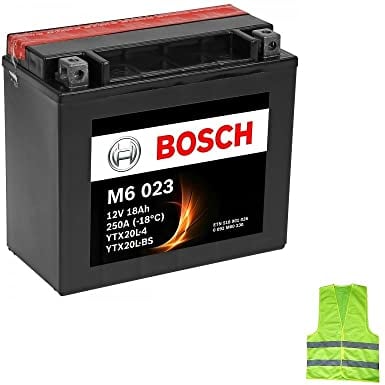 KOMPATIBEL MIT HARLEY DAVIDSON XLR Sportster 883 von Baujahr 2002 bis 2003 Batterie Bosch YTX20L-BS M60230 Batterien 18 Ah Ampere 12 V gebrauchsfertig Ladegerät 175 x 87 x 155 mm