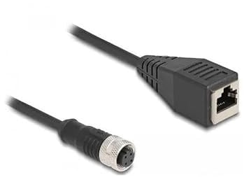 DeLOCK M12 Adapterkabel D-kodiert 4 Pin Buchse zu RJ45 Buchse 50 cm