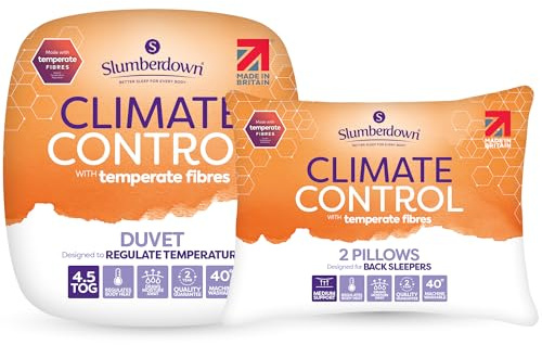 Slumberdown Climate Control Bedding Bundle - Super King Duvet 4.5 Tog & 2 Pillows, Lightweight, Breathable, Non-Allergenic & Machine Washable | Cool Temperature-Regulating Sleep Set (260 x 220cm)