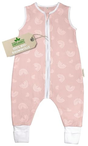 MOYO Baby-Schlafsack mit Füßen in Rosé I Atmungsaktiver Babyschlafsack-Winter in 70 cm I Gefütterter Ganzjahres-Schlafsack 2.5 TOG I Neugeborenen-Schlafsack-Winter aus 100% Bio-Baumwolle