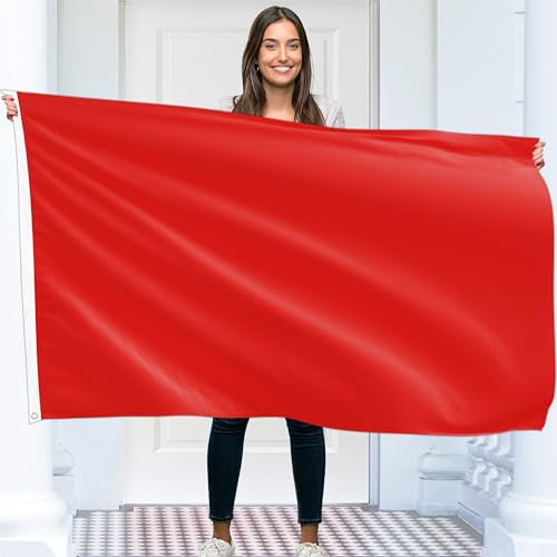 Bandera roja sólida, bandera roja lisa, impresión de doble cara, poliéster de 90 g, doble costura, 2 ojales de latón, grande de 5 x 3 pies
