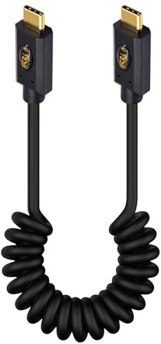 Duttek Cable en espiral USB4 de 1 m, cable USB C Thunderbolt 3 de 240 W, cable USB C macho a macho de 40 Gbps, compatible con video de 8 K a 60 Hz para Thunderbolt 3, eGPU, MacBook, portátiles