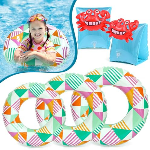 Lubibi 3 PCS Schwimmring,Aufblasbarer Schwimmreifen,Swim Ring,Schwimmflügel Kinder 3-6 Jahre,Schwimmhilfe Gerät,Pool Floats Spielzeug,für Schwimmbad-Partydekorationen,Strand,Tümpel,Kinder Erwachsene
