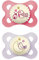 MAM Original Night Succhietto 2-6 Mesi (Set da 2), Ciuccio MAM 2-6 mesi che si illumina al buio con tettarella in silicone, Kit da 2 accessori neonato con porta ciuccio sterilizzatore, Rosa/Lilla