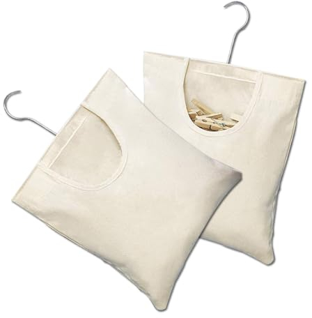 Gativs Sac à Pince à Linge 2 Pièces Sac de Rangement pour Pinces à Linge Panier Rangement Pinces à Linge Organisateur pour Salle de Bains Balcon pour Chaussettes et sous-Vêtements,32 x 27 cm