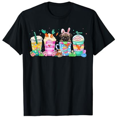 Mops Hund Kaffeeliebhaber Ostereier Osterhase T-Shirt
