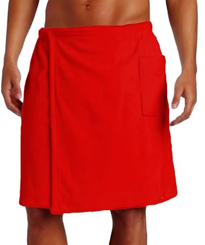 Jamron Herren Verstellbares Saunakilt Saunatuch - Tragbares Badetuch Wickel mit Tasche für Sport Dusche Spa & Strand Cover Ups Rot M