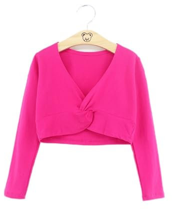 Cache Coeur de Danse Filles classique Ballet vêtement enveloppant à manches longues haut danse haussement d'épaules pull manteau court enfants Dancewear coton échauffement pull for justaucorps ( Color