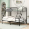 JELUTE Bunk Bed Frame 3 FT Single & Double with Ladder Heavy Duty Metal Bed Frame, Black