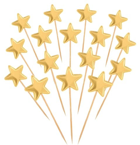 Thinp 50 Pcs Gold Star Cupcake Toppers,Stars for Cake Decorating Star Cake Toppers Gold Cupcake Toppers Sticks for Wedding Engagement Bridal Shower Birthday Party