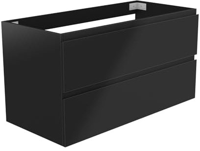 Aica Sanitär Waschbeckenunterschrank 100 cm Unterschrank MDF Waschtischunterschrank Badschrank Hochglanz Schwarz
