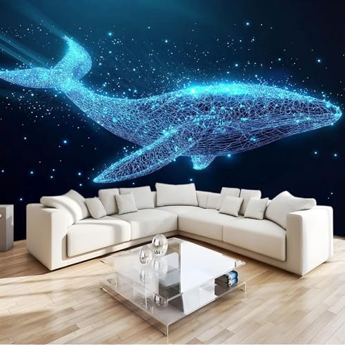 Fototapete Abstrakter Wal Futuristisches Technologiemuster Tapete 200x140 cm 3D Vlies Wanddeko Wallpaper Wandtapete Dekoration Study Zimmer Wohnzimmer Restaurant Cafe