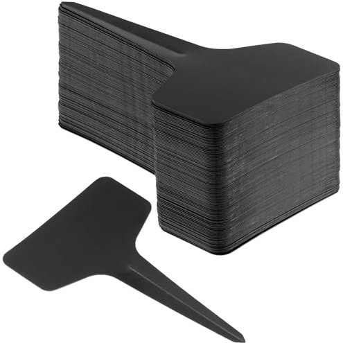 KOHAND 300 PCS 10 x 6 x 3 cm Black Plant Labels, Plastic Plant Labels, T Plant Tags for Potted Plants, Herbs, Flowers, Vegetables