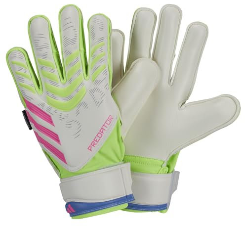 adidas Uni Predator Match Fingersave Goalkeeper Kids Handschuhe, LUCLEM/White/LUCPNK, 37 1/3 EU