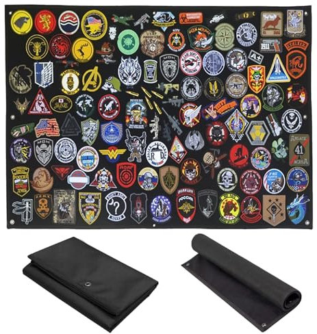 Patch Scratch Militaire, Tableau Scratch Pour Ecusson, Panneau Scratch Avec œIllets, Pliable Tableau Scratch Pour éCusson, Ecusson Scratch, Patch Militaire, Noir(60 * 45 cm)
