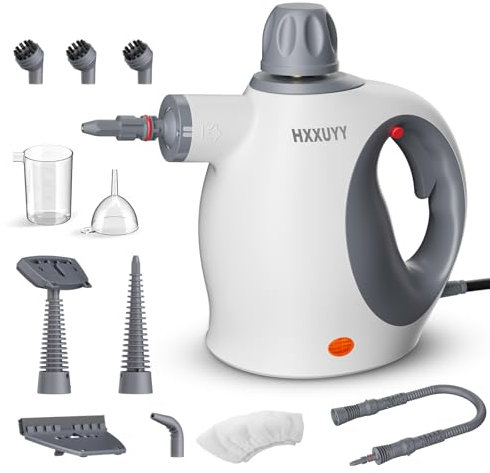 Multi-Surface Handheld Pressurized Steam Cleaner with 11 PCS Accessory ,Portable Steamer for Cleaning, Multipurpose Steam Cleaner for Home/Car/Bathroom/Grease/Upholstery/Floor/Grout and More(White)