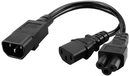 Ksikdeg 3-pin IEC320-C14 Male Port to IEC320-C13+C15 Female Adapters Cord Y-splitter Power Converters Cable