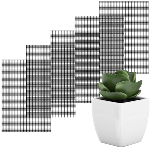 Blumentopf-Loch-Mesh-Pad – 5 Stück, 20 x 30 cm, rechteckige Drainage-Matte für Töpfe, atmungsaktive Netz-Pads, langlebiges Bodengitter für Pflanztöpfe, verhindert das Auslaufen von Boden