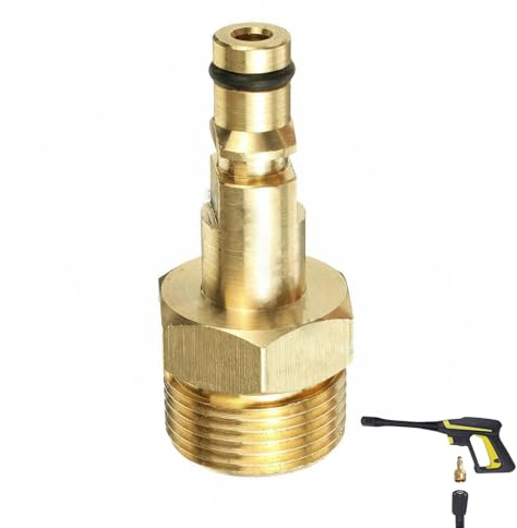 Solid Brass M22 High Pressure Washer Fitting for Kärcher K-Series - M22 Outer Thread with 14mm Inner Interface Quick Connect Adapter, Gold Heavy Duty 3200 PSI Replacement Part