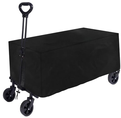 Klmnop Folding Trolley Cover, Waterproof Garden Wagon Rain Cover, Heavy-Duty Trolley Cart Cover for Outdoor Festival Wagon(Black)