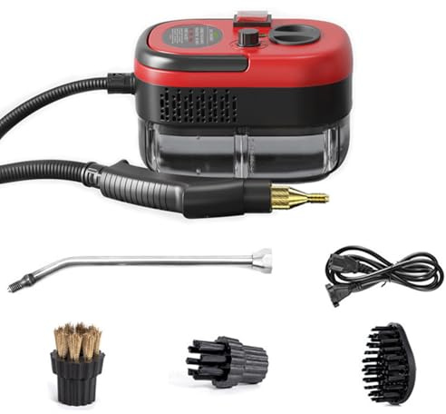 2500W Handheld Steam Cleaner, 3 BAR High Pressure Steam Cleaner, with Brush Heads & 1.2L Water Tank, Bottom Drainage Hole, 6-Speed Adjustment, for Cleaning Grout Tile Car Living Room Kitchen Bathroom