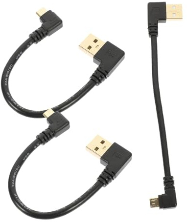 LIFKOME 3 piezas Cable Micro USB Acodado Sincronización Rápida Compacto para Smartphones y Tablets Diseño Antienredos