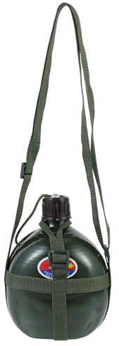BESPORTBLE Gourde Militaire Résistante à l'usure en Aluminium et Nylon, Bouteille d'eau Étanche pour Camping, Randonnée et Chasse en Plein Air