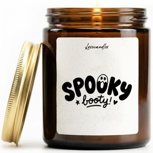 Spooky Booty - Duftkerze mit Spruch als Geschenk für Halloween, Freundin & Freund, Lustige Vanille Duftkerzen im Glas