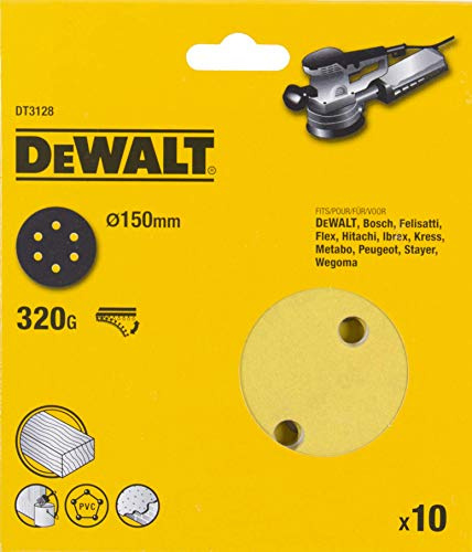 DeWALT Schleifscheibe 150 mm K320 6-L 10 Stück, DT3128-QZ