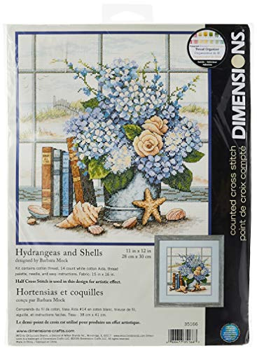 Dimensions Hydrangeas and Shells Counted Cross Stitch Kit, Multi-Colour
