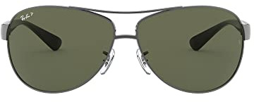 Ray-Ban Mens RB3386 Aviator Sunglasses, Gunmetal/Polarized Green, 63 mm