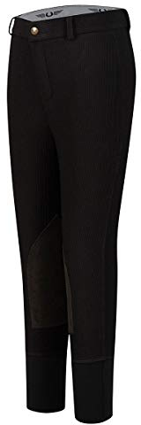 TuffRider Kid's Ribb Knee Patch Breeches, Black, 16
