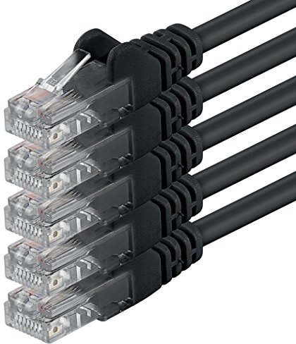 0,5m - negro - 5 piezas - Cable de red Ethernet con conectores RJ45 CAT6 CAT 6 Cat.6 1000 Mbit/s