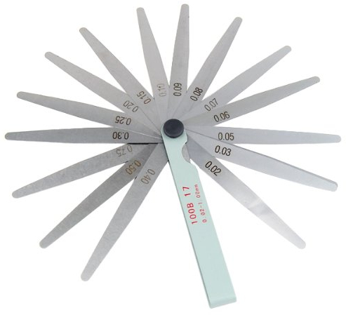 TRIXES Calibro a spessori con 17 lamelle metriche in acciaio da 0,02 a 1,0 mm Attrezzo di misurazione per candele di accensione