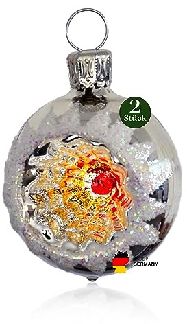 Thüringer Weihnacht 52-030 Christbaumkugel mit Reflex, 4 cm, Silber, Reflex 2-farbig, 2 Stück