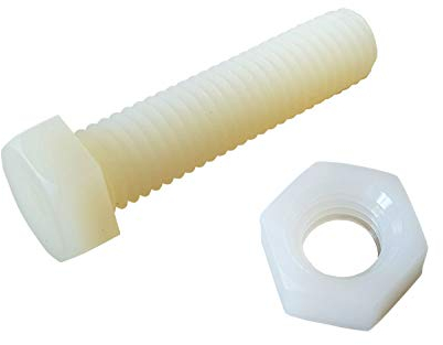 netproshop 10 x Sechskant Schraube und Mutter Kunststoff M10 40mm weiss