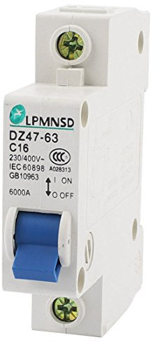 sourcing map AC 230V/400V 16A 6000A Disjoncteur protection surcharge unipolaire DZ47-63 C16