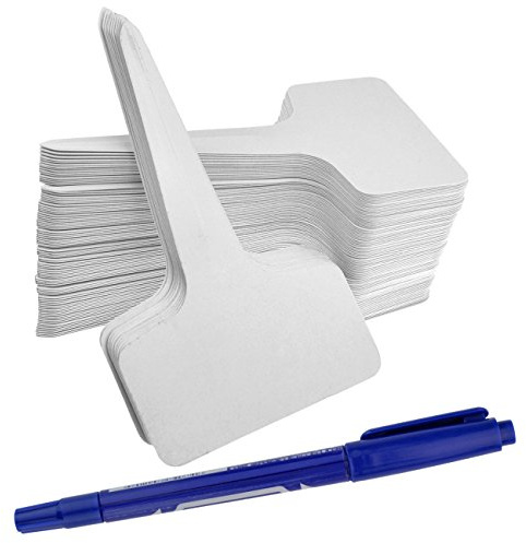 Ishua 100pcs 2.36x3.94 inch（6 x10 cm) Plastic Plant T-Type Tags Markers Nursery Garden Labels