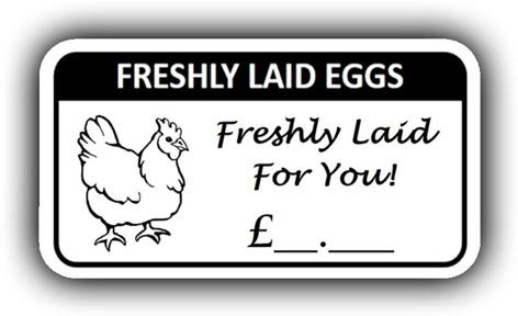 100 x Feshly Laid Egg Box Labels with Price Hen Stickers Eggs