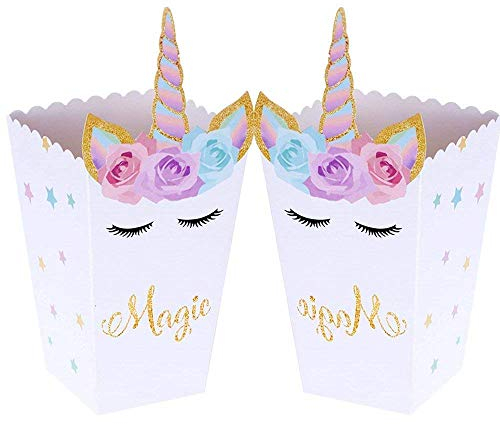JeVenis 12Pcs Boîtes De Faveurs De Fête Magiques Unicornes Boîtes De Friandises Popcorn De Fête D'Anniversaire Ou De Douche De Bébé Contenants De Bonbons Et De Biscuits Pour Les Décorations