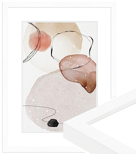 WANDStyle Bilderrahmen 15x21 Weiß, moderner Bilderrahmen Holz, hochwertiger Holzbilderrahmen, Posterrahmen zum Aufhängen und Aufstellen, Rahmen 21x15 cm, Fotorahmen H950 - Made in Germany