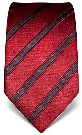 Vincenzo Boretti Herren Krawatte reine Seide gestreift edel Männer-Design zum Hemd mit Anzug für Business Hochzeit 8 cm schmal/breit weinrot