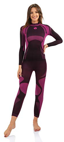 sesto senso Damen Funktionsunterwäsche Set Langarm Shirt Lange Unterhose Sportunterwäsche Thermoaktiv