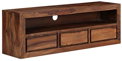 Festnight Mobile Porta TV Vintage con 3 Cassetti in Legno Massello di Sheesham,Mobile TV Legno Vintage,Mobile TV con Cassetti 120x30x40 cm